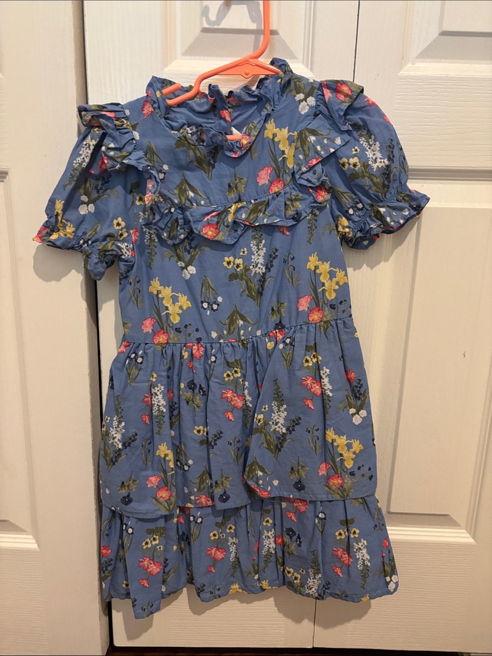 Janie and Jack Blue Floral Ruffle Tiered Dress
